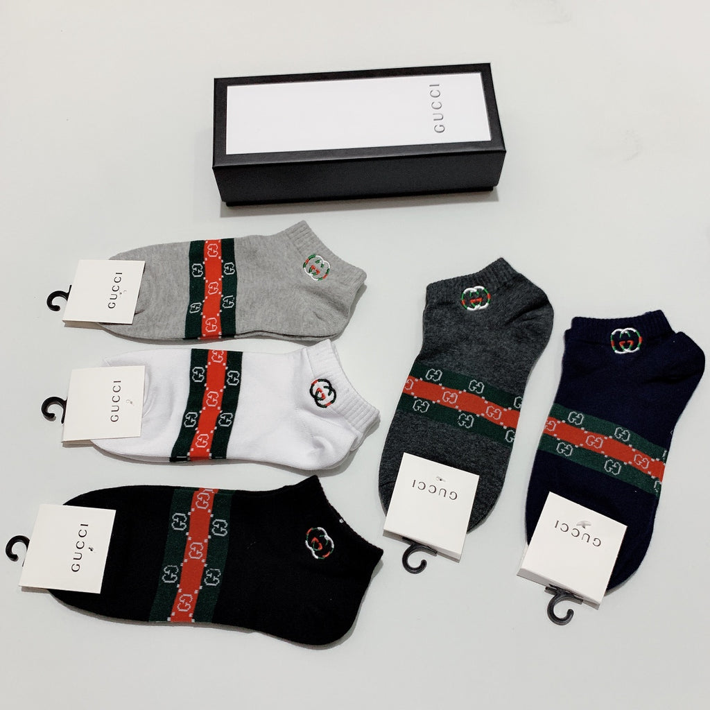 Gucci Double-G Stripe Crew Socks - Box of 5 Pairs
