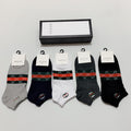 Gucci Cotton blend Red-And-Green And Monogram-Style Details Ankle Socks - 5-Pair Set