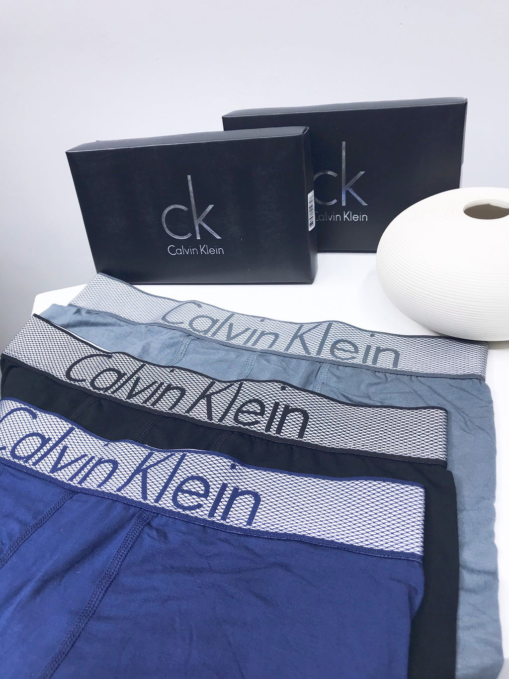 Calvin Klein Modal-cotton blend Visible Branded Waistband Or Emblem Details Men's Boxer Briefs - 3-Piece Box