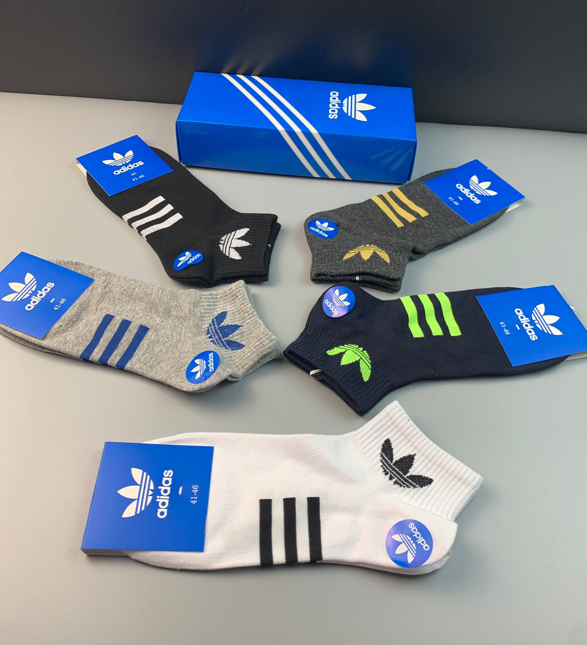 Adidas Cotton Ankle Socks - Box of 5 Pairs