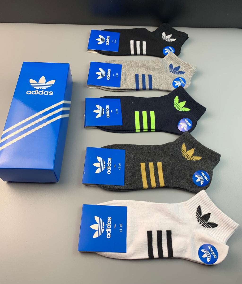 Adidas Cotton Ankle Socks - Box of 5 Pairs