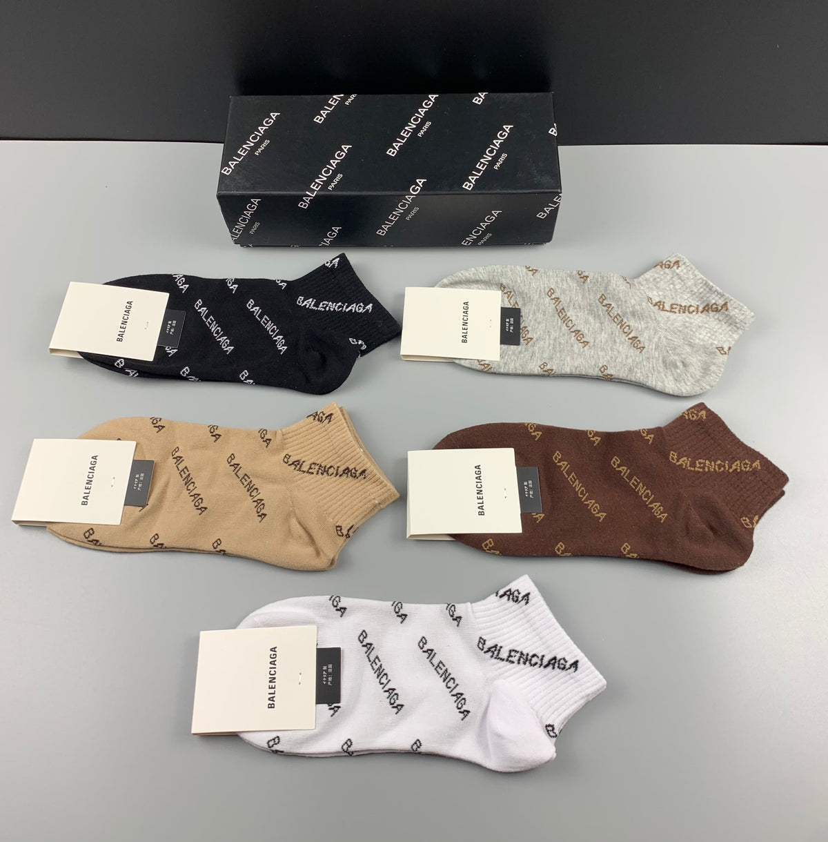Balenciaga Repeated Wordmarks Ankle Socks - 5-Pair Set