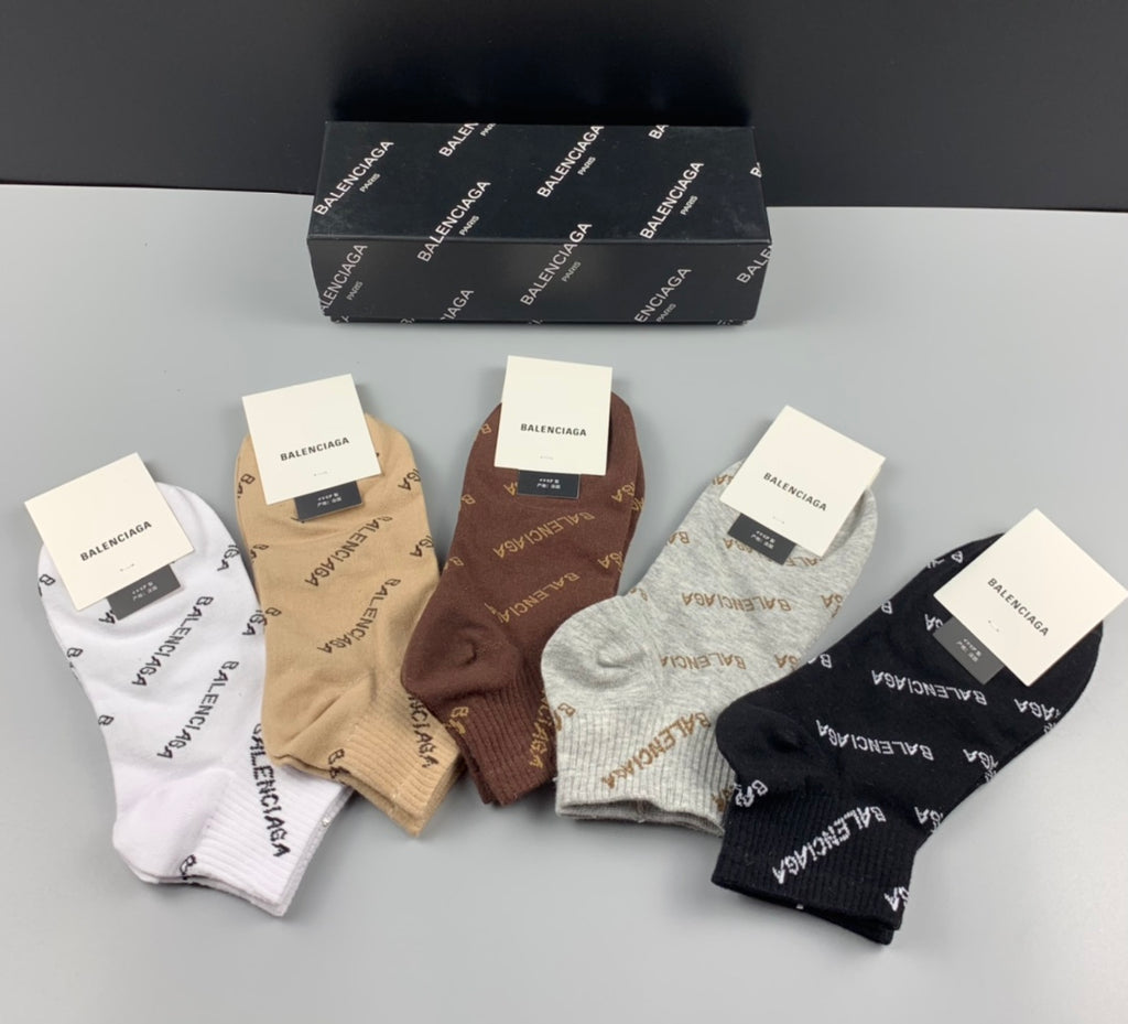 Balenciaga Repeated Wordmarks Ankle Socks - 5-Pair Set