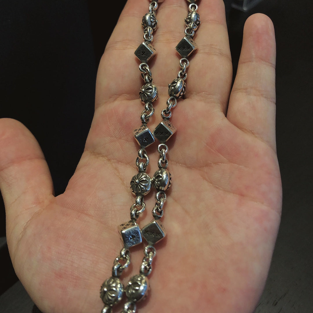 Cross Pendant Necklace in Metal-Tone – Dice Detail styled product view