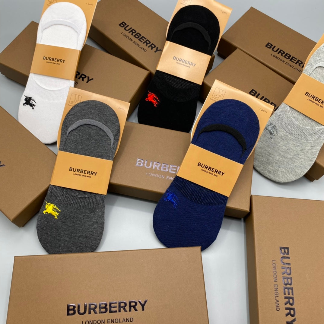 Burberry Small Horse Graphics No-Show Socks - 5-Pair Set