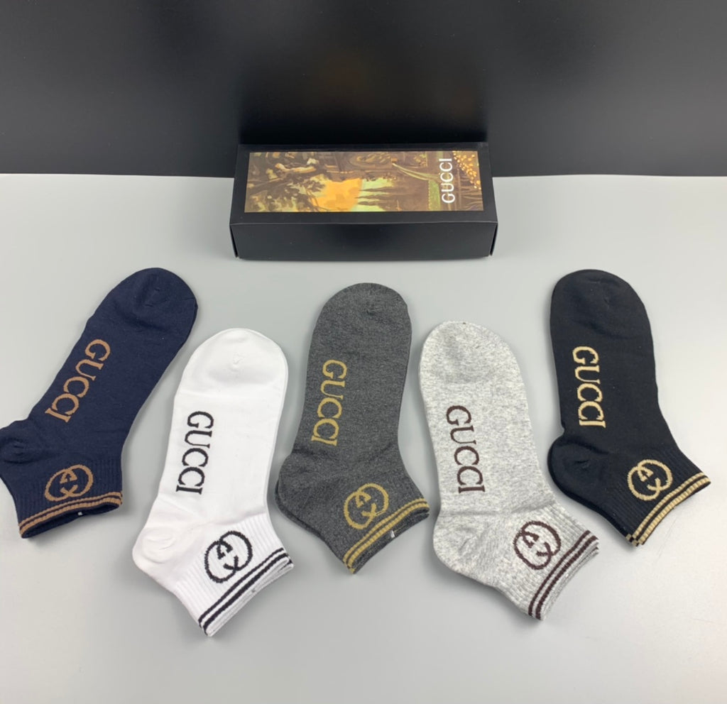 Gucci Clean Logo Details No-Show Socks - 5-Pair Set
