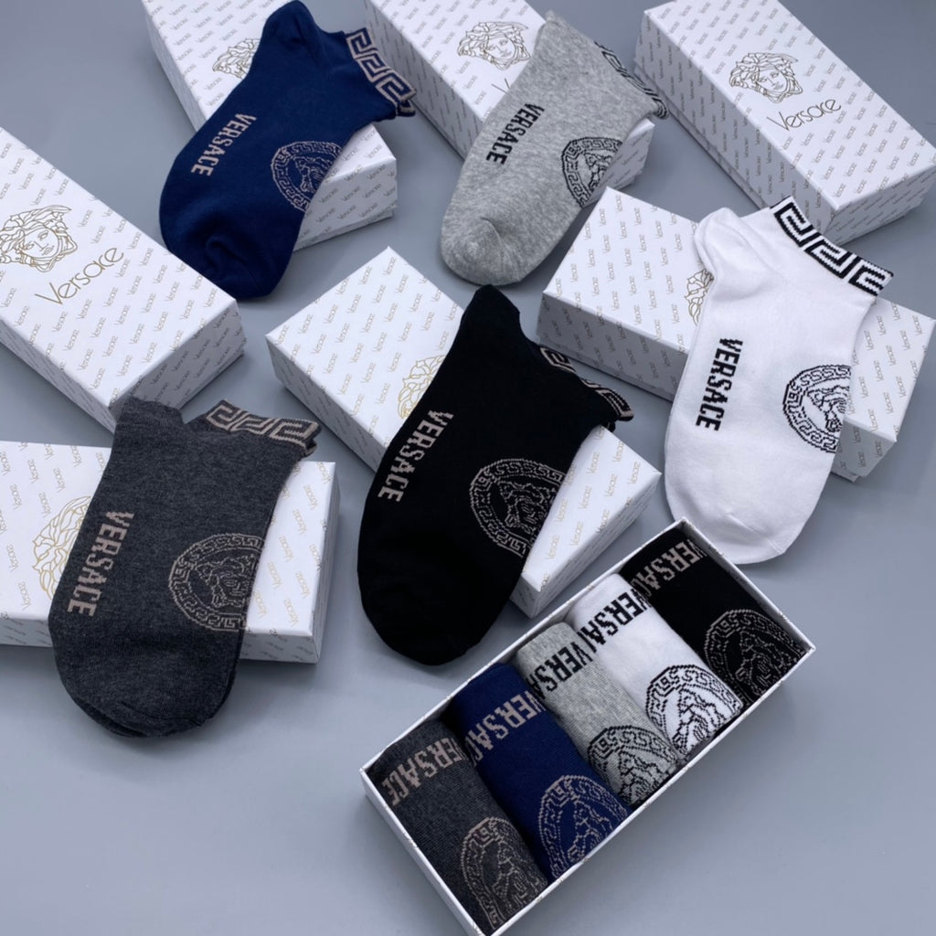 Versace Logo Ankle Socks - Box of 5 Pairs