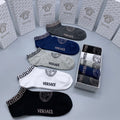 Versace Contrast Wordmarks Ankle Socks - 5-Pair Set