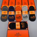 Hermes Cotton Visible Cuff, Colour And Emblem Details No-Show Socks - 5-Pair Set