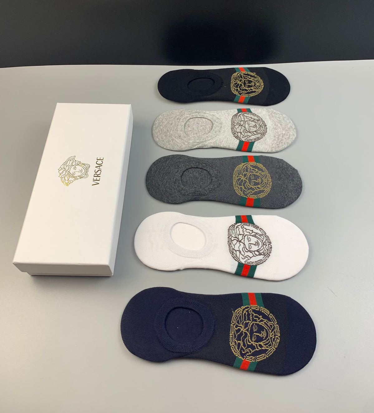 Versace Cotton No-Show Socks - 5-Pair Set
