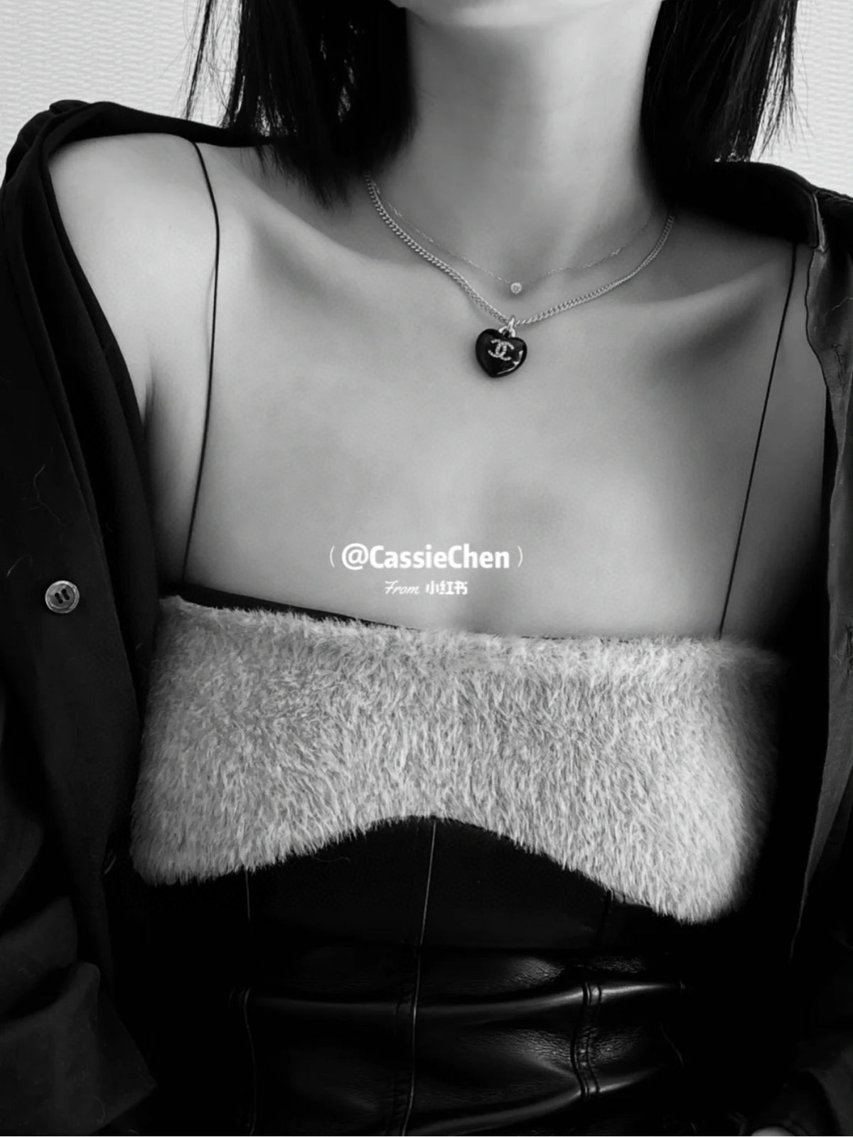 Double-C Emblem Crystal-Accent Pendant Necklace – Heart Detail detail view