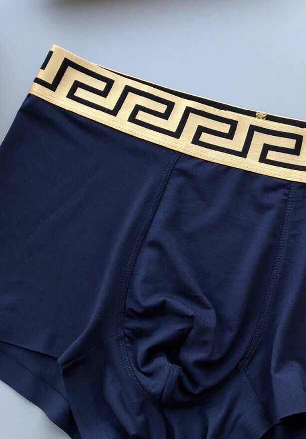Versace Blue Gold Crest Boxer Briefs 3-Piece Box Collection