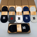 Burberry Cotton Visible Colour, Cuff And Emblem Details No-Show Socks - 5-Pair Set