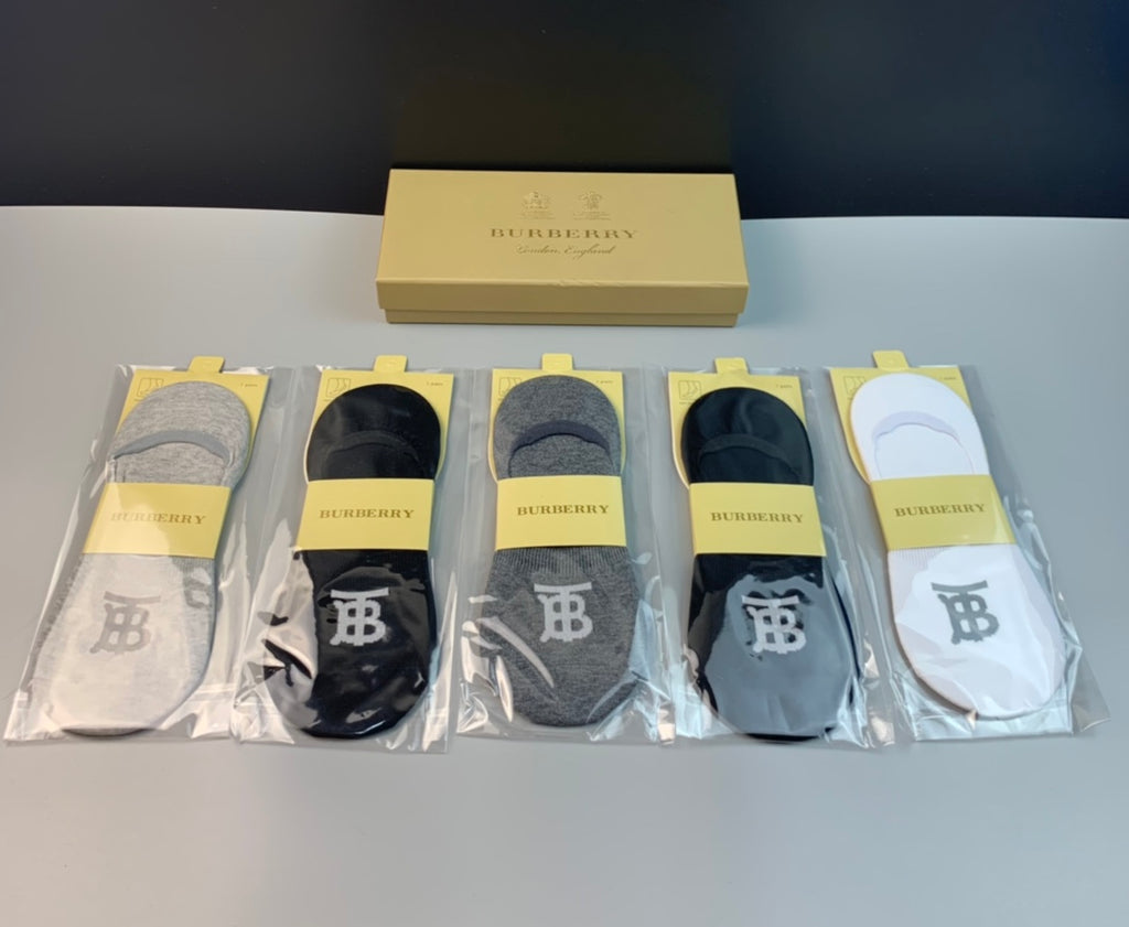 Burberry Bold Initial Details No-Show Socks - 5-Pair Set
