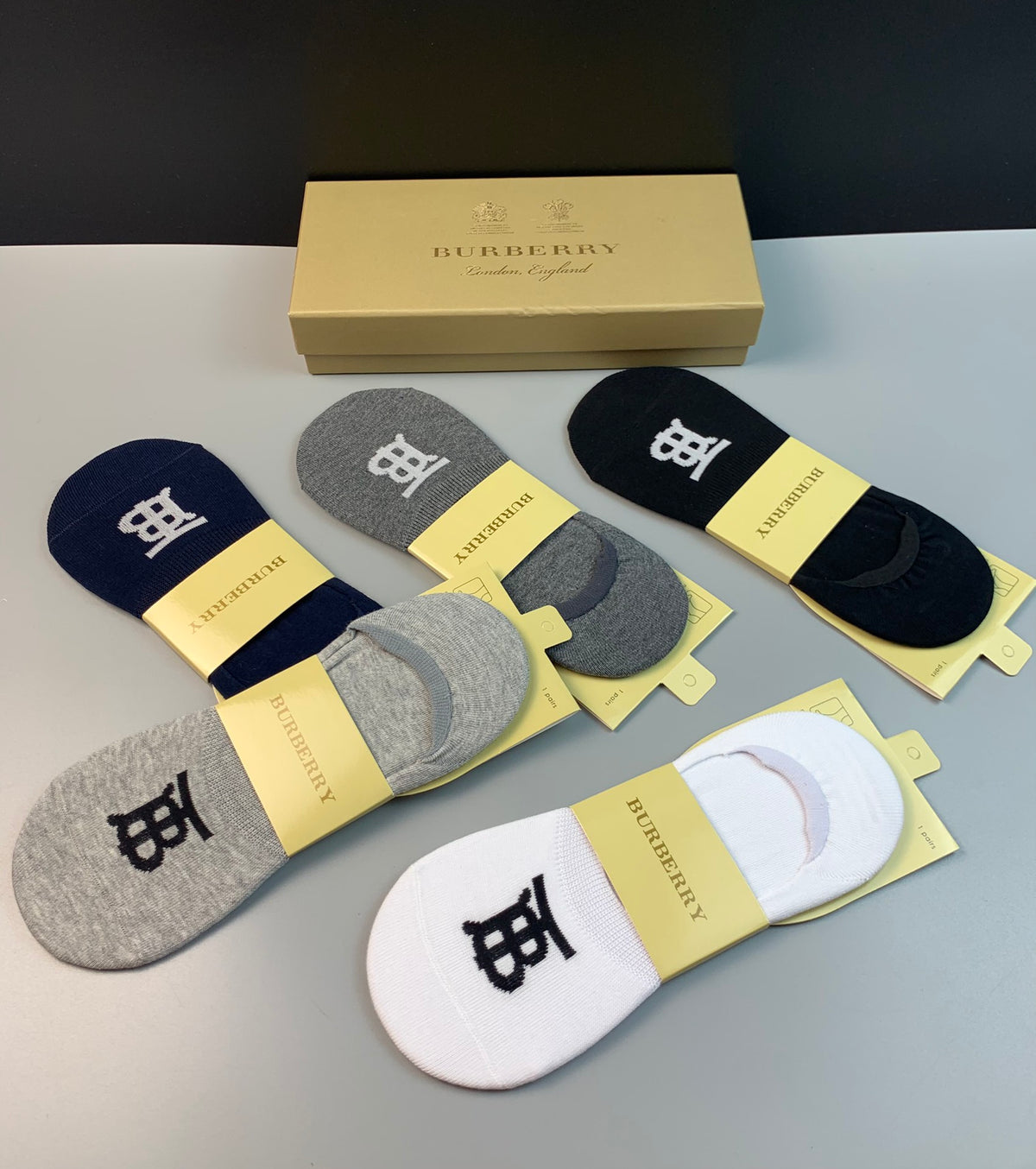 Burberry Bold Initial Details No-Show Socks - 5-Pair Set