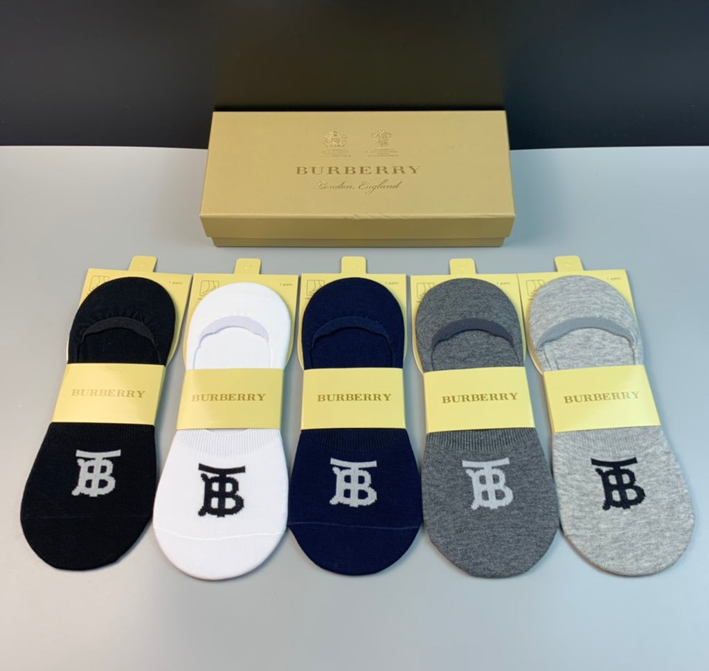 Burberry Bold Initial Details No-Show Socks - 5-Pair Set