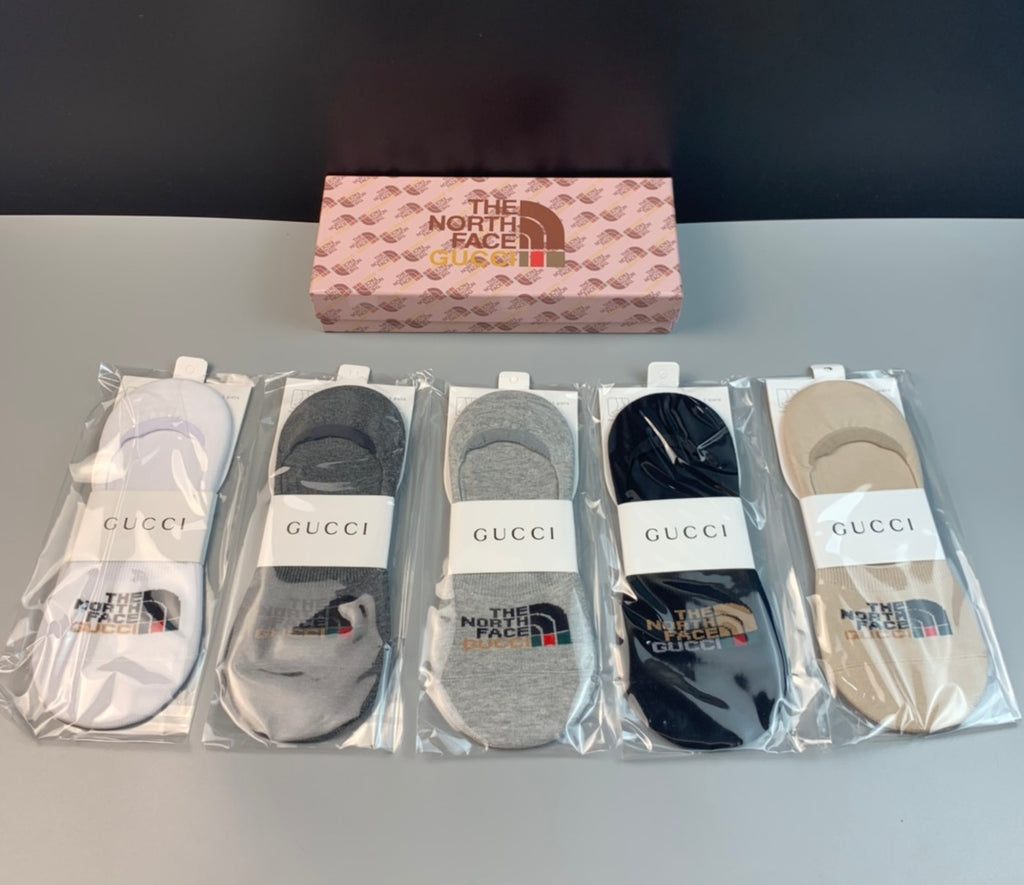 Gucci x The North Face Collaboration-Style Wordmarks No-Show Socks - 5-Pair Set