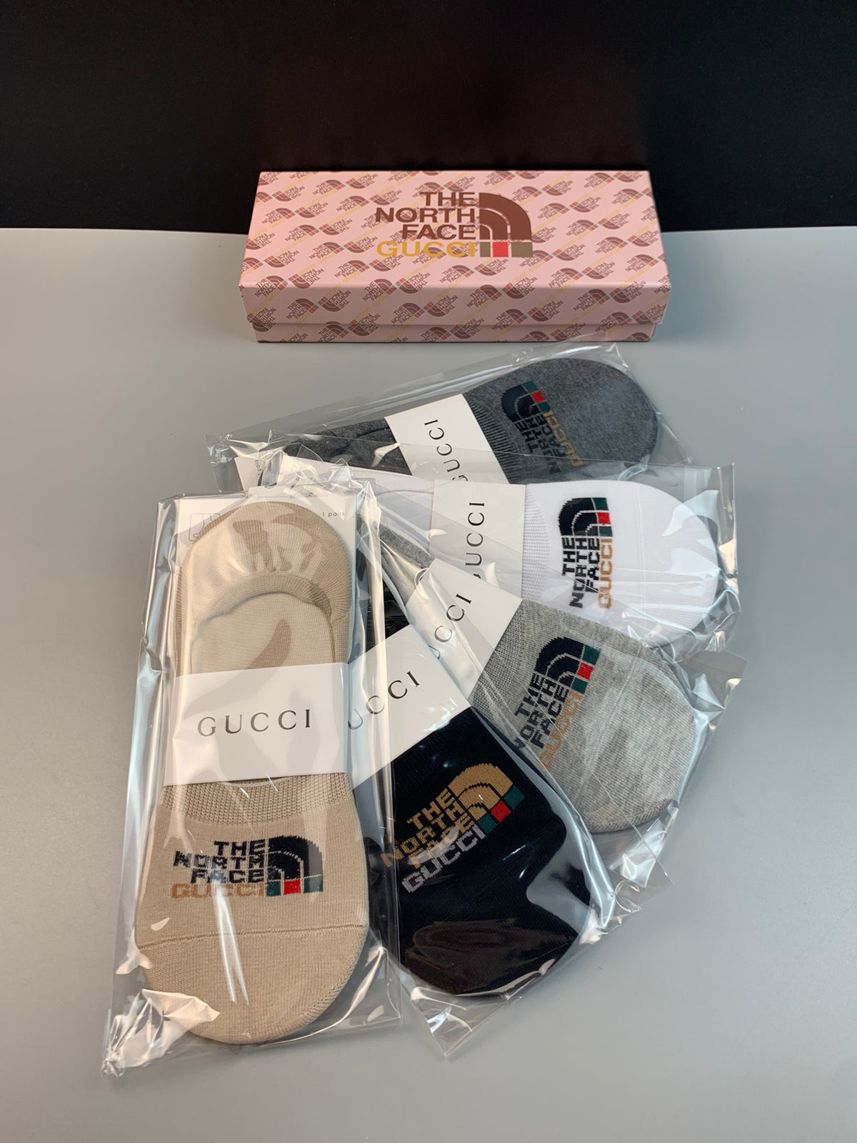 Gucci x The North Face Collaboration-Style Wordmarks No-Show Socks - 5-Pair Set