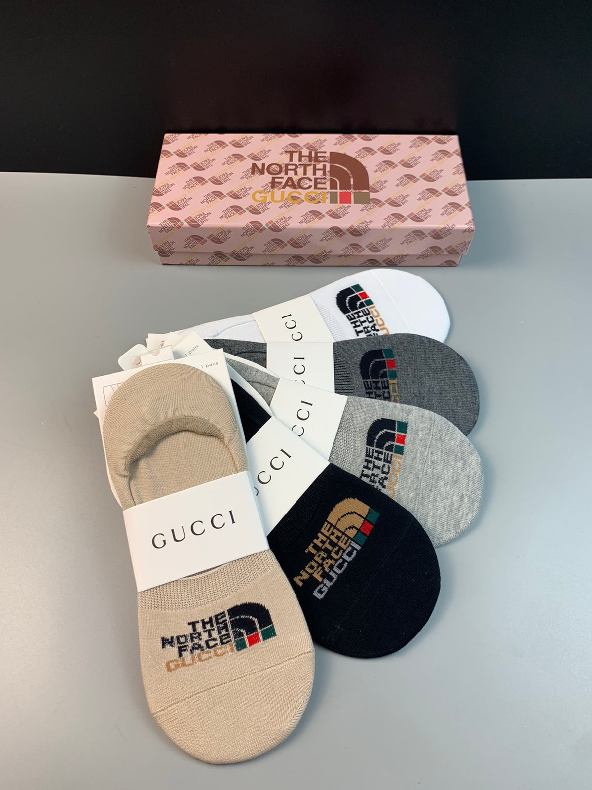 Gucci x The North Face 200-needle cotton Mixed Collaborative Motifs No-Show Socks - 5-Pair Set