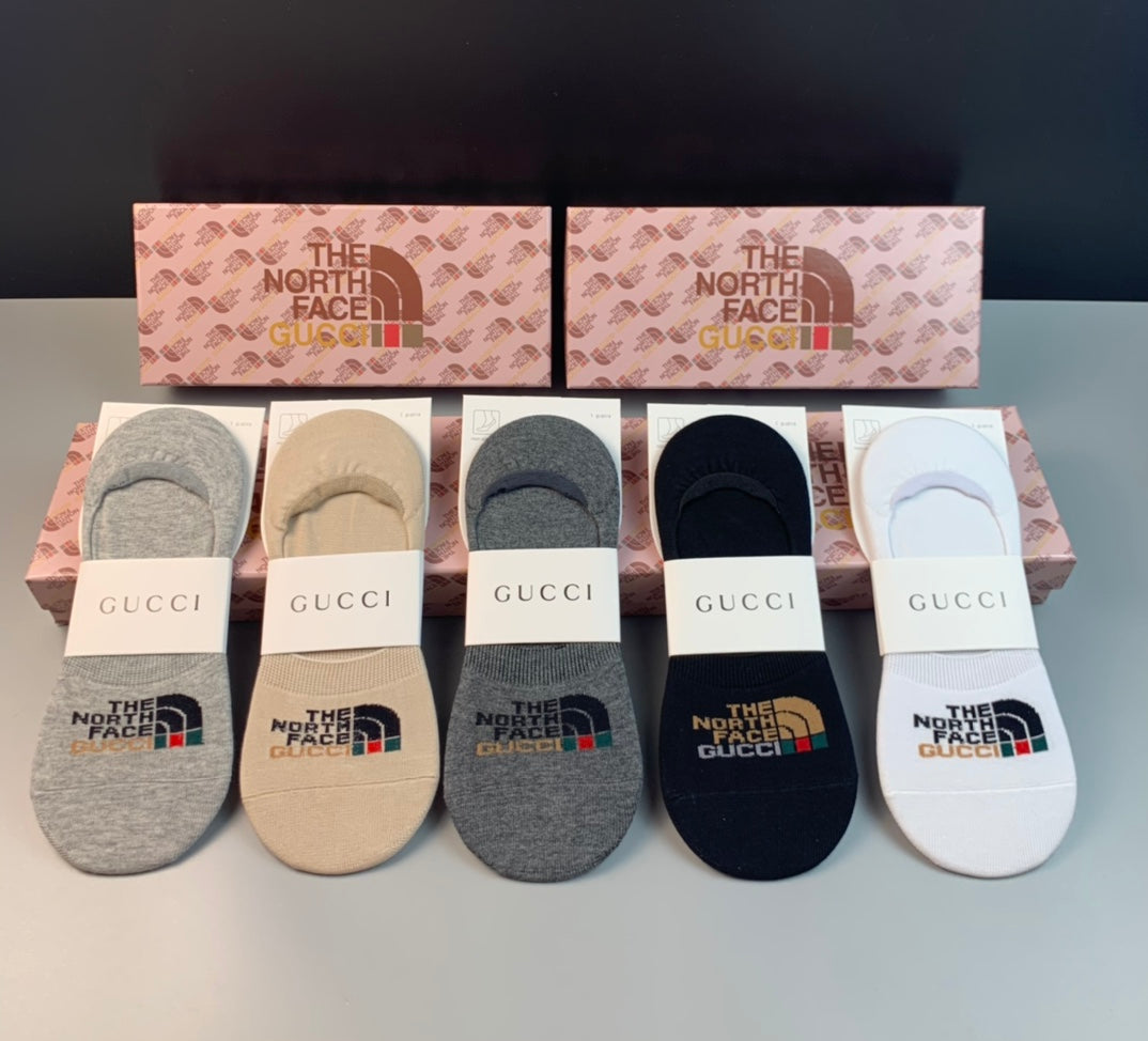 Gucci x The North Face Mixed Wordmarks No-Show Socks - 5-Pair Set