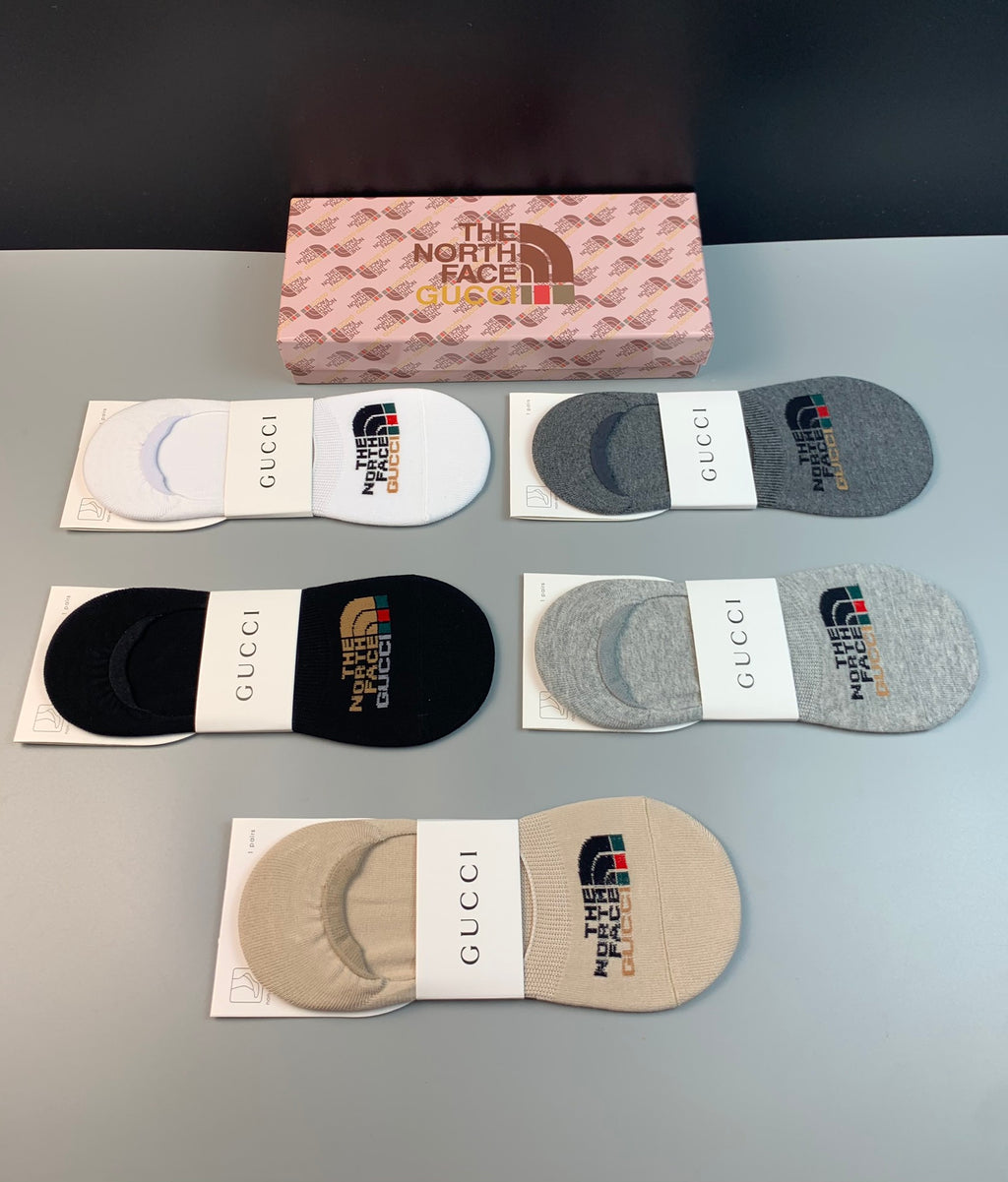 Gucci x The North Face Mixed Wordmarks No-Show Socks - 5-Pair Set