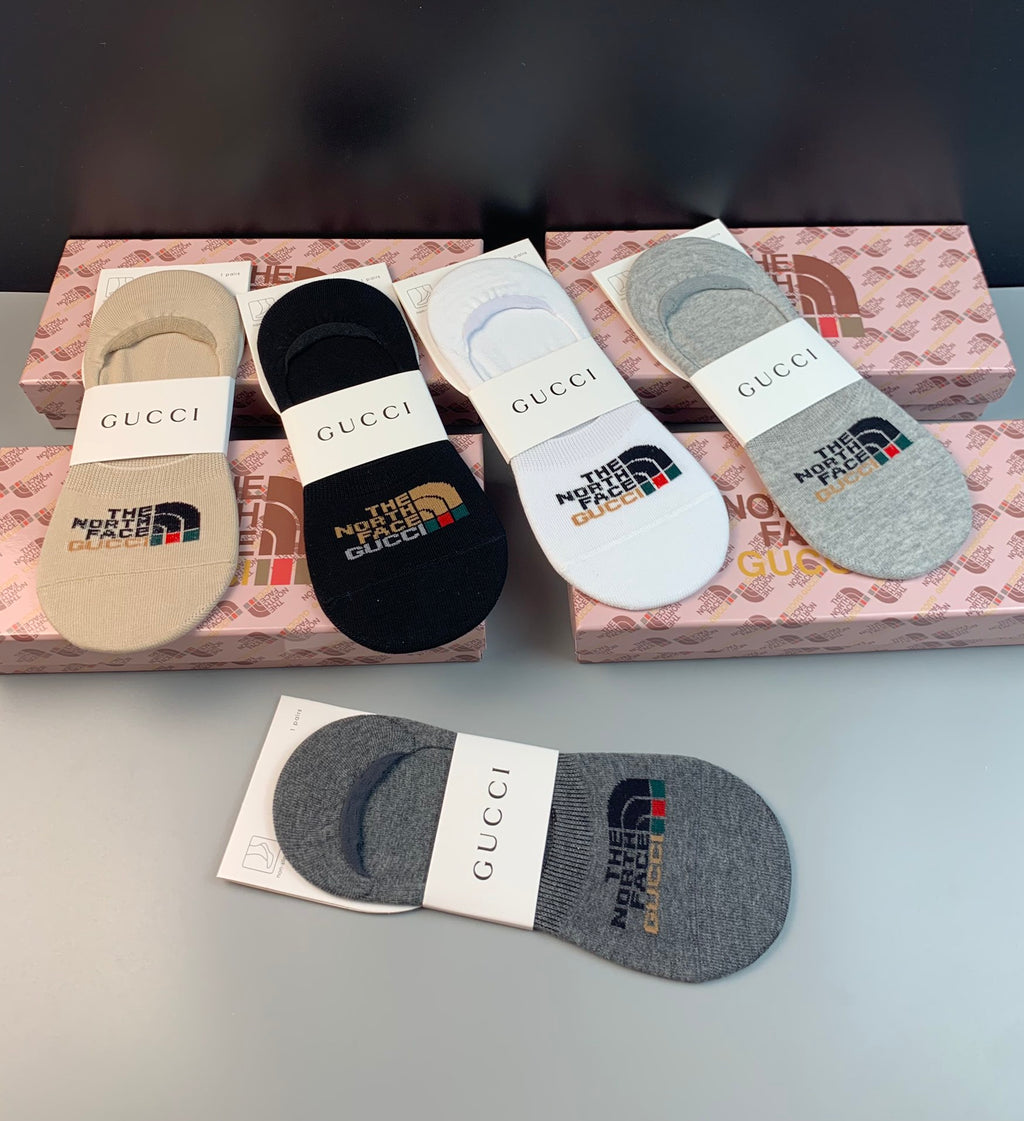 Gucci Varied Emblem Details No-Show Socks - 5-Pair Set