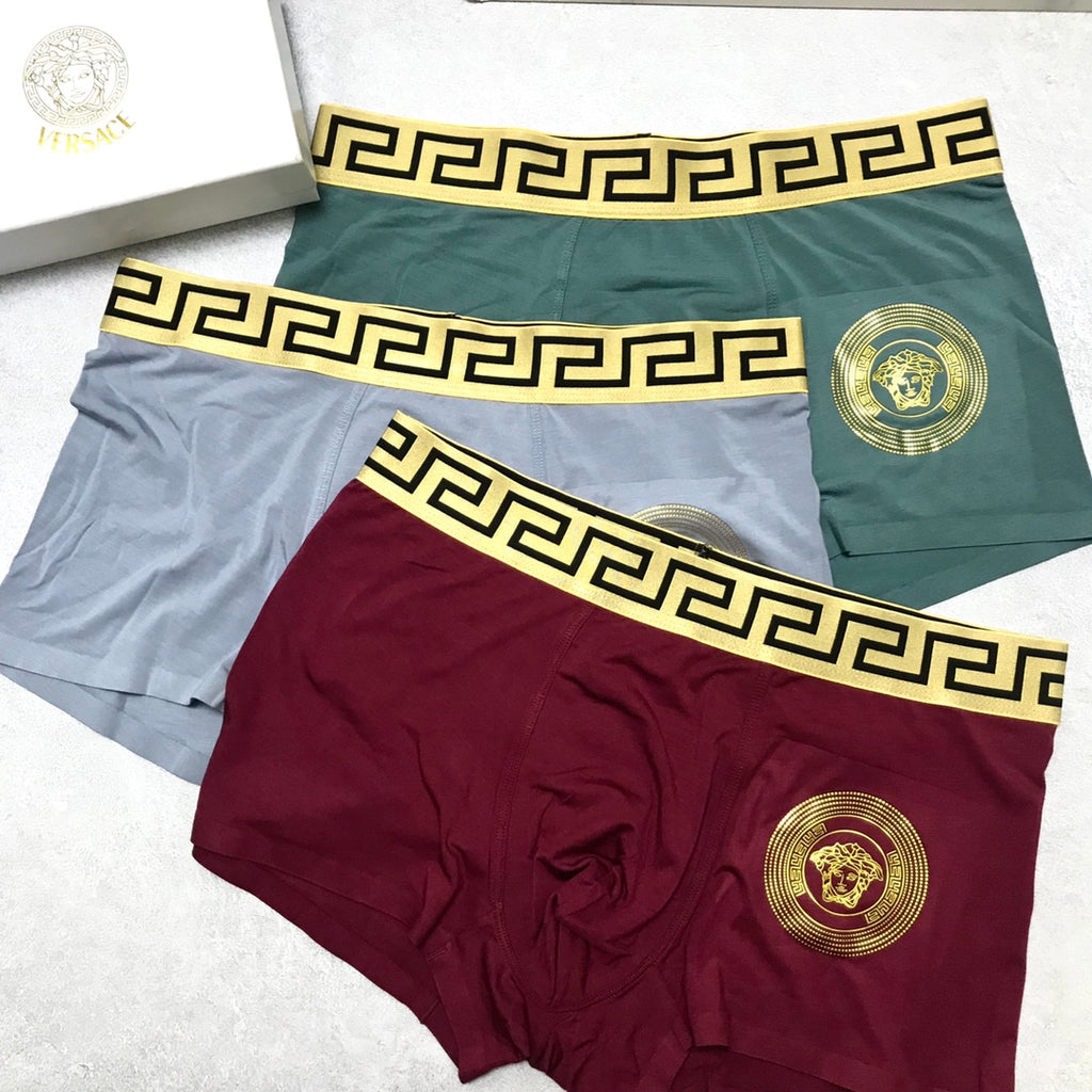 Versace Burgundy Medallion Boxer Briefs 3-Piece Box Collection