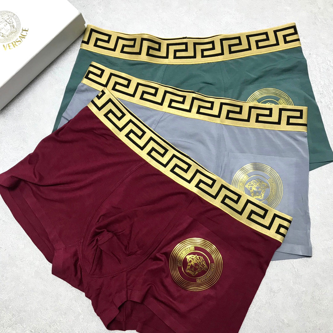 Versace Burgundy Medallion Boxer Briefs 3-Piece Box Collection