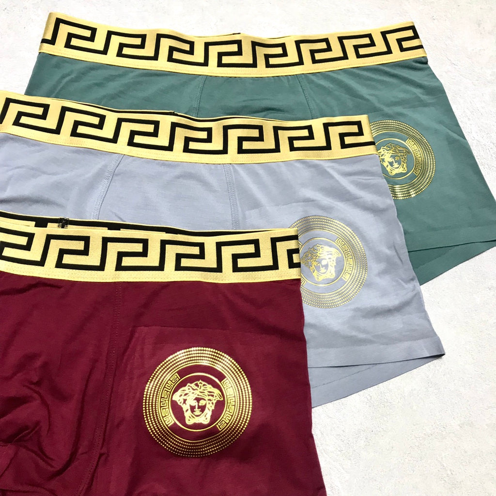 Versace Burgundy Medallion Boxer Briefs 3-Piece Box Collection