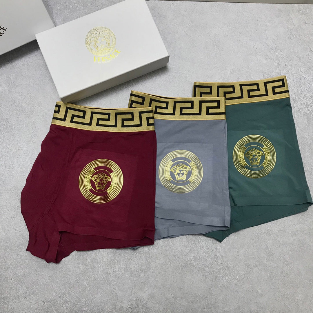 Versace Burgundy Medallion Boxer Briefs 3-Piece Box Collection