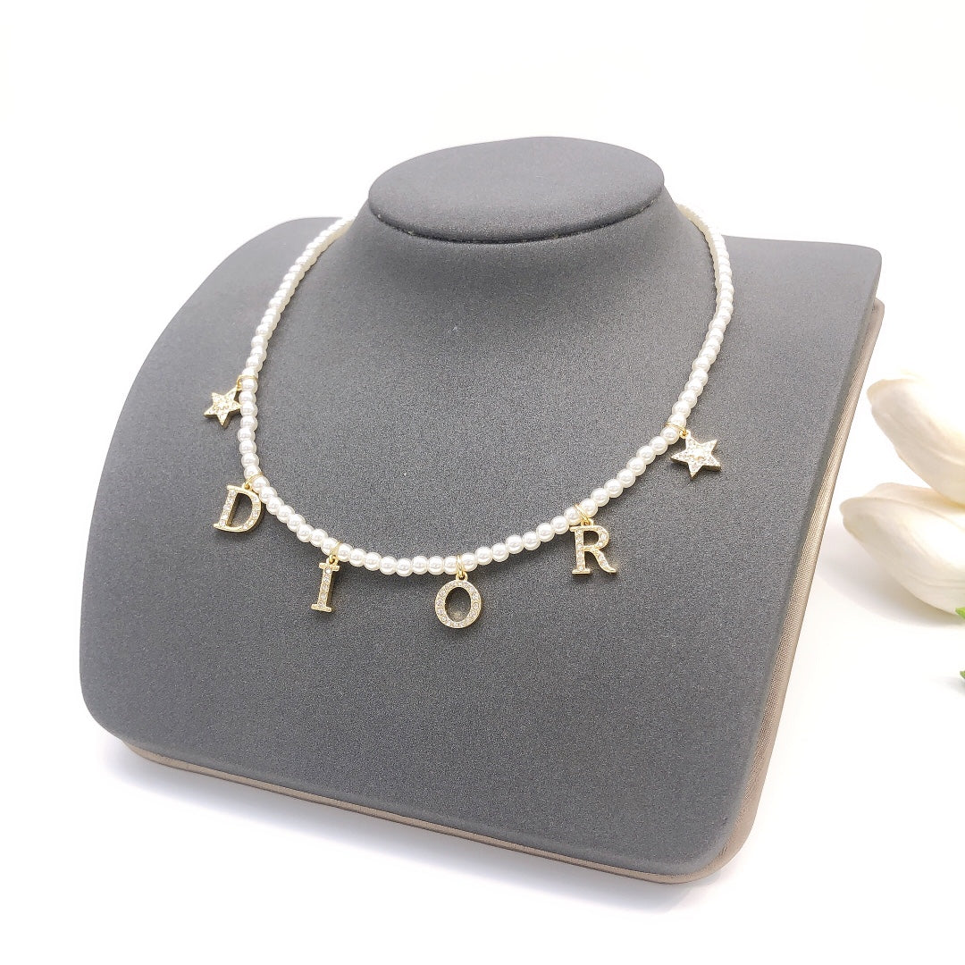 Pearl-Style Motif Pendant Necklace in Polished Metal-Tone with Pearl-Style Detail – Design 005 main product view