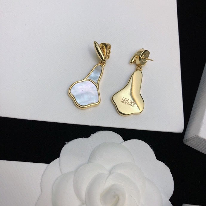 Graphic Emblem Stud Earrings in Gold-Tone – Design 01 side detail