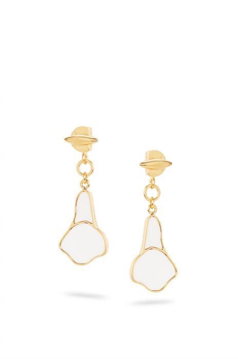 Graphic Emblem Stud Earrings in Gold-Tone – Design 01 front view