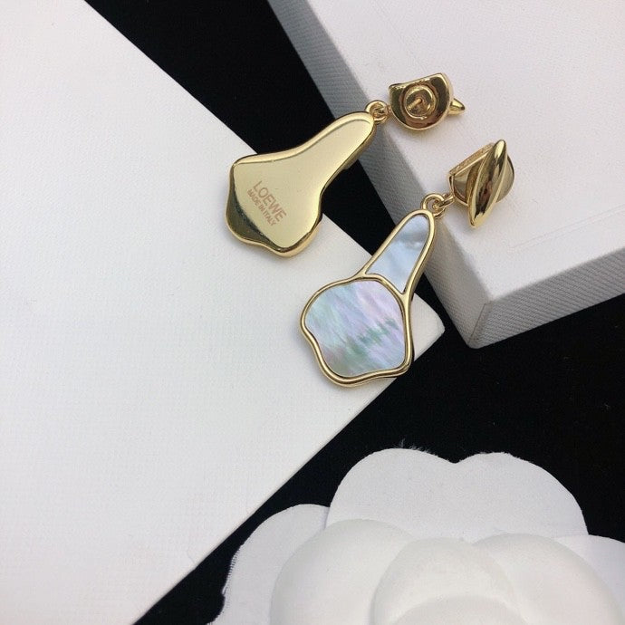 Graphic Emblem Stud Earrings in Gold-Tone – Design 01 front view