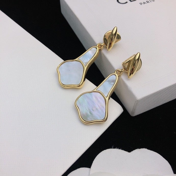 Graphic Emblem Stud Earrings in Gold-Tone – Design 01 close-up detail