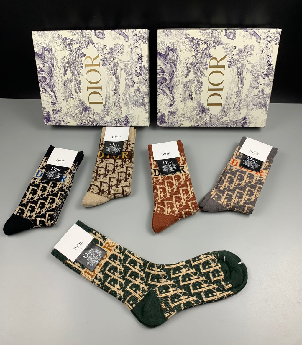 Dior Cotton Short Socks - 5-Pair Pack