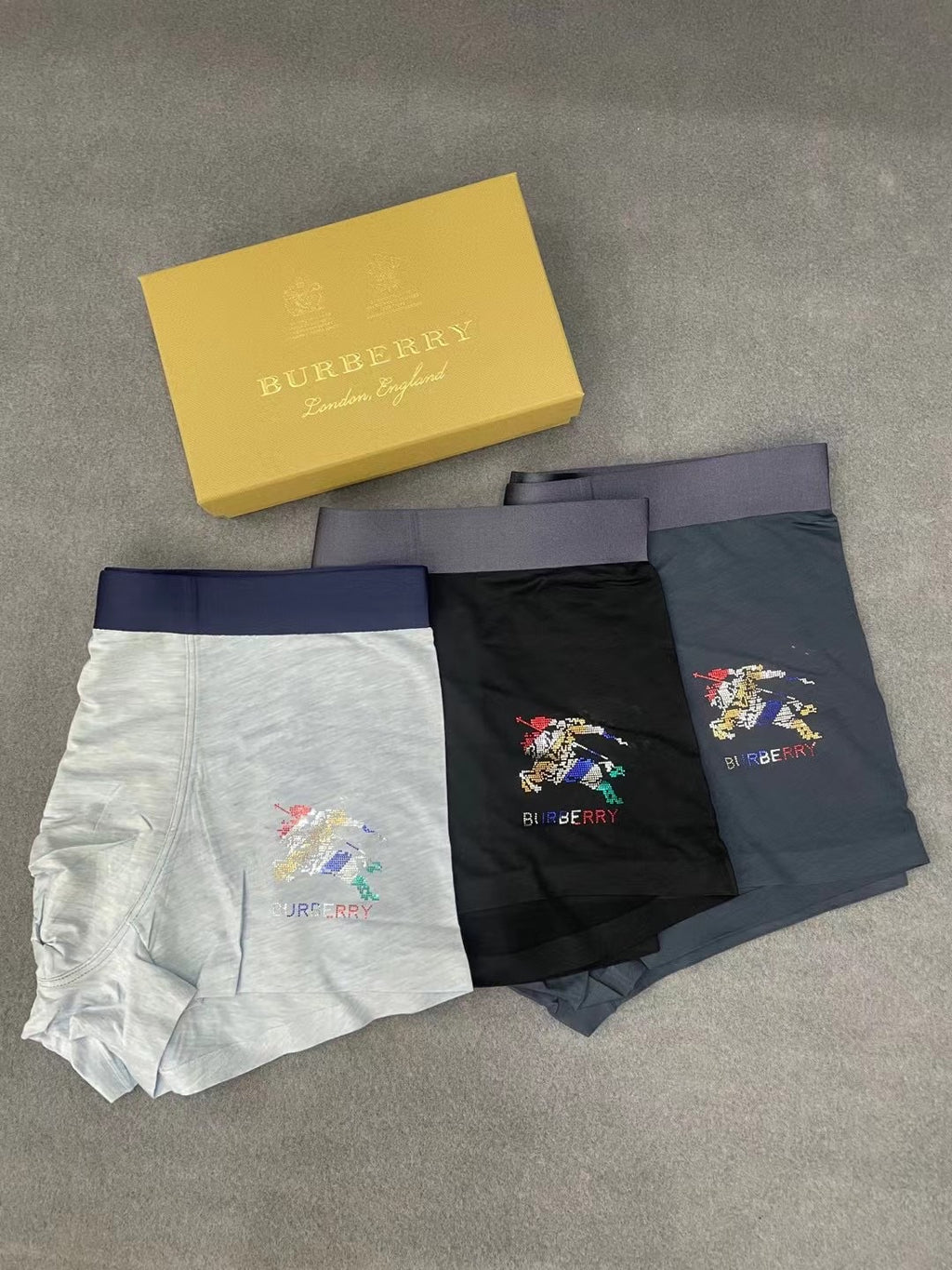 Burberry Colourful Embroidered Graphics Men's Boxer Briefs - 3-Piece Box