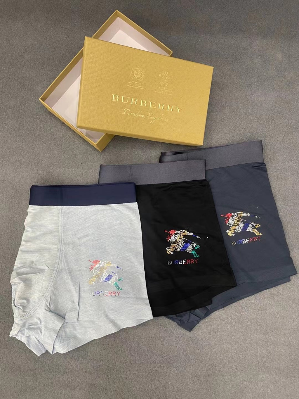 Burberry Colourful Embroidered Graphics Men's Boxer Briefs - 3-Piece Box