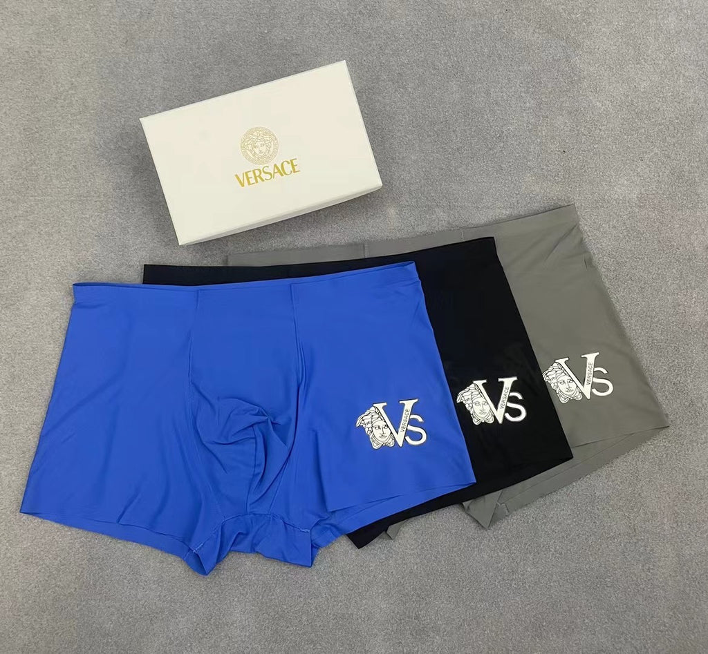 Versace Visible Branded Waistband Or Emblem Details Men's Boxer Briefs - 3-Piece Box