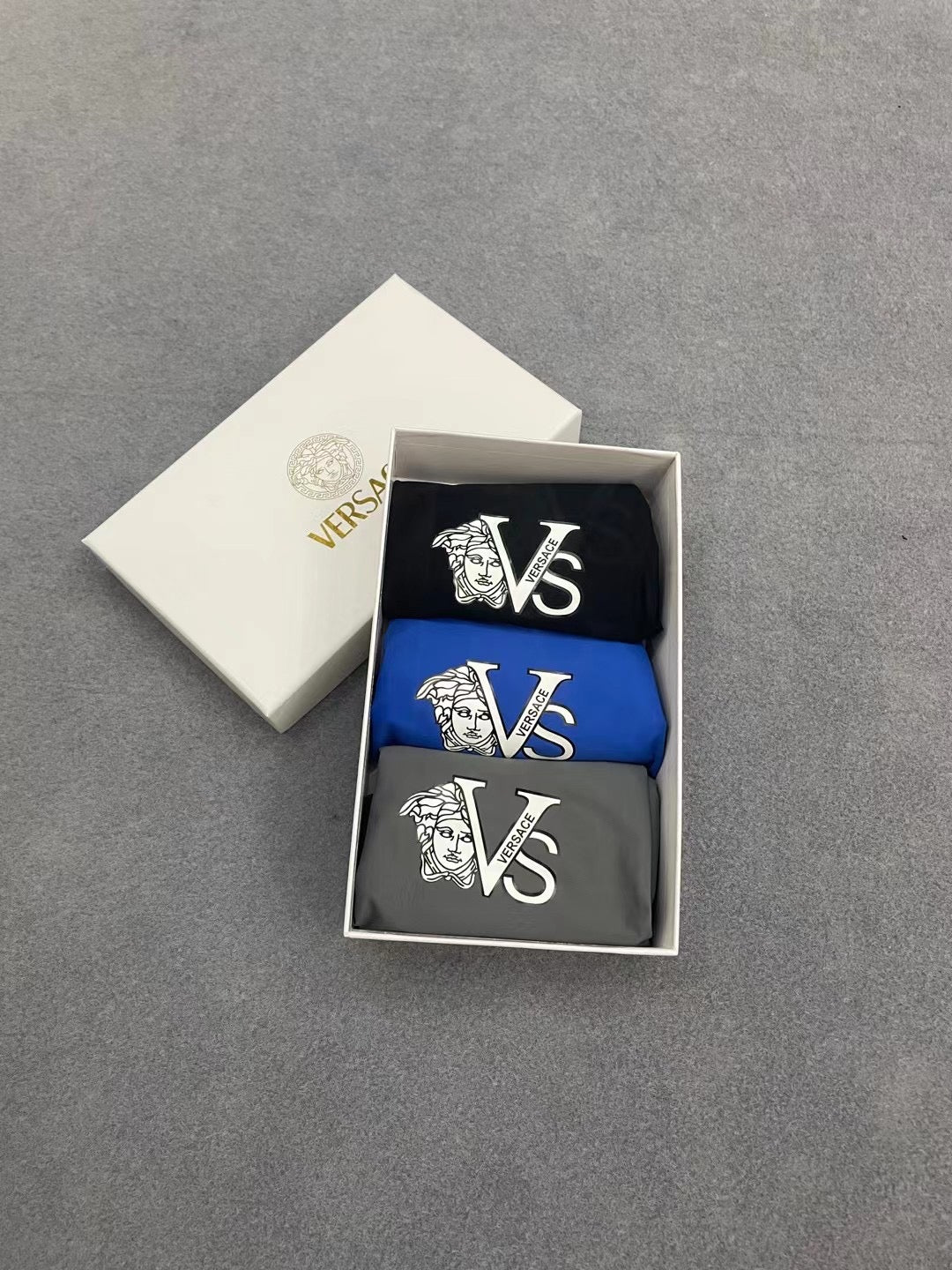 Versace Visible Branded Waistband Or Emblem Details Men's Boxer Briefs - 3-Piece Box