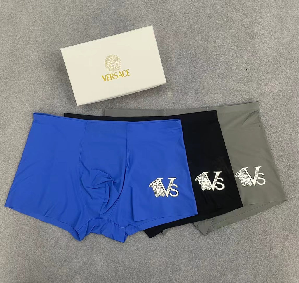 Versace Visible Branded Waistband Or Emblem Details Men's Boxer Briefs - 3-Piece Box