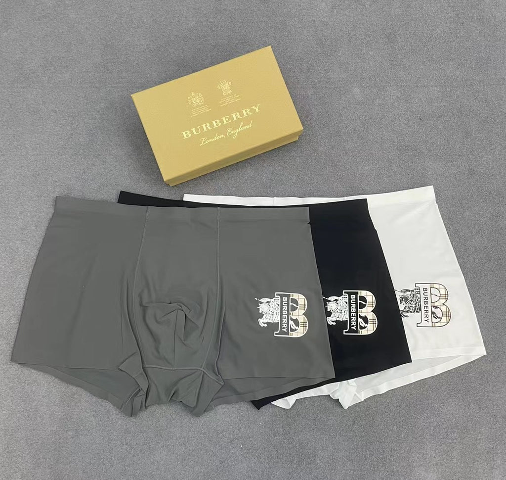 Burberry Appliqué Motif Men's Trunk Underwear - 3-Piece Box
