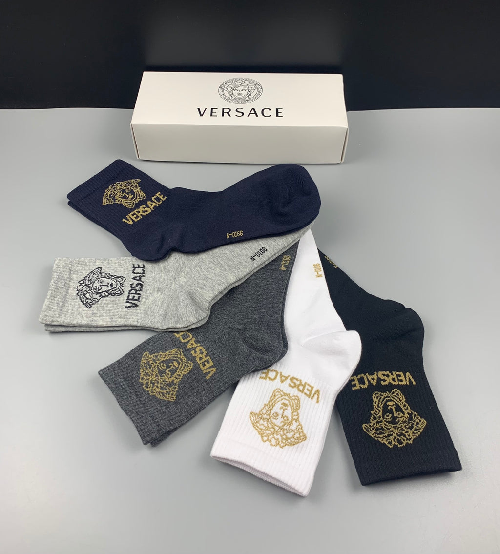 Versace Cotton Crew Socks - 5-Pair Pack