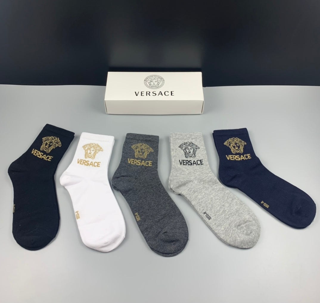 Versace Cotton Crew Socks - 5-Pair Pack