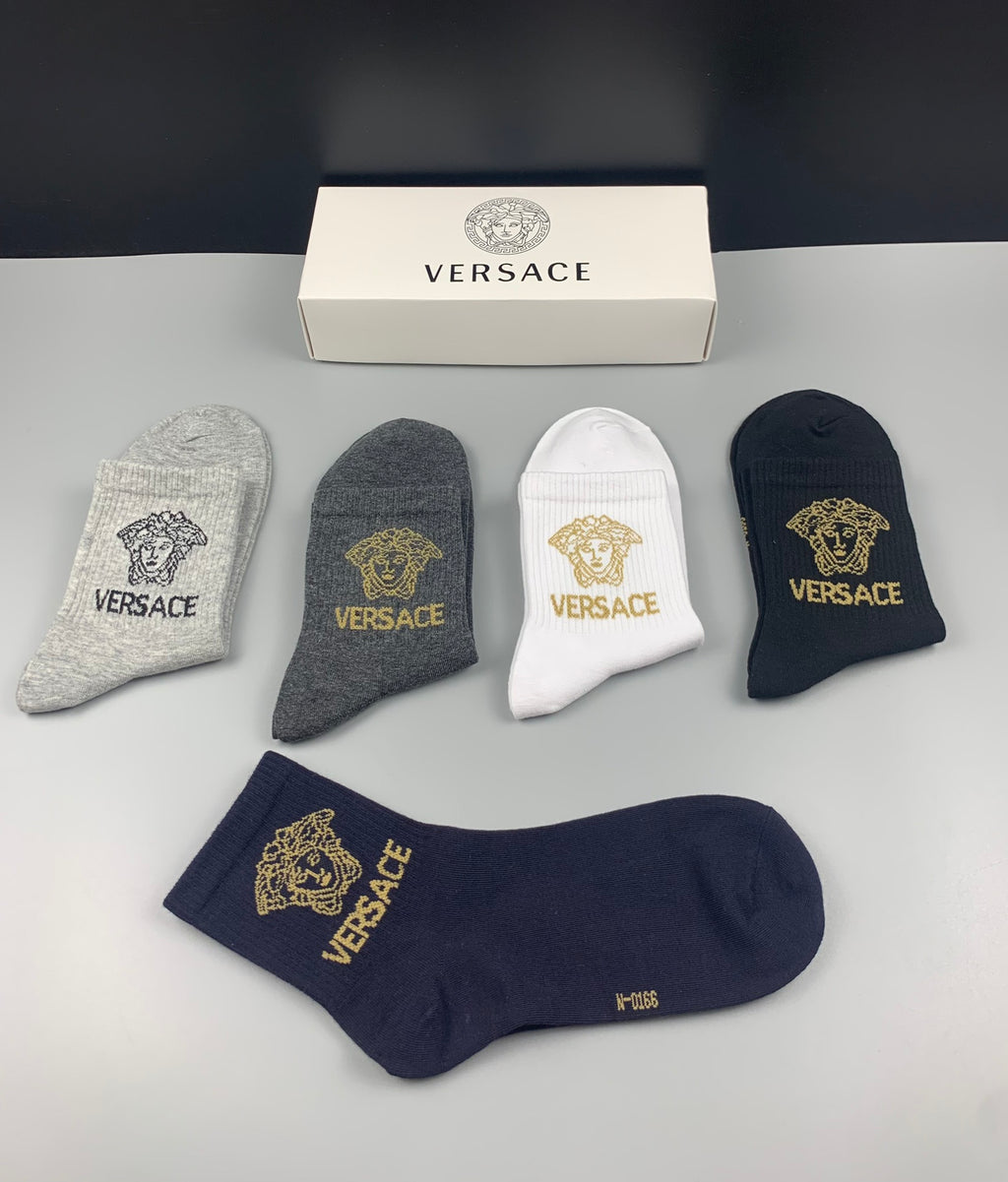 Versace Cotton Crew Socks - 5-Pair Pack