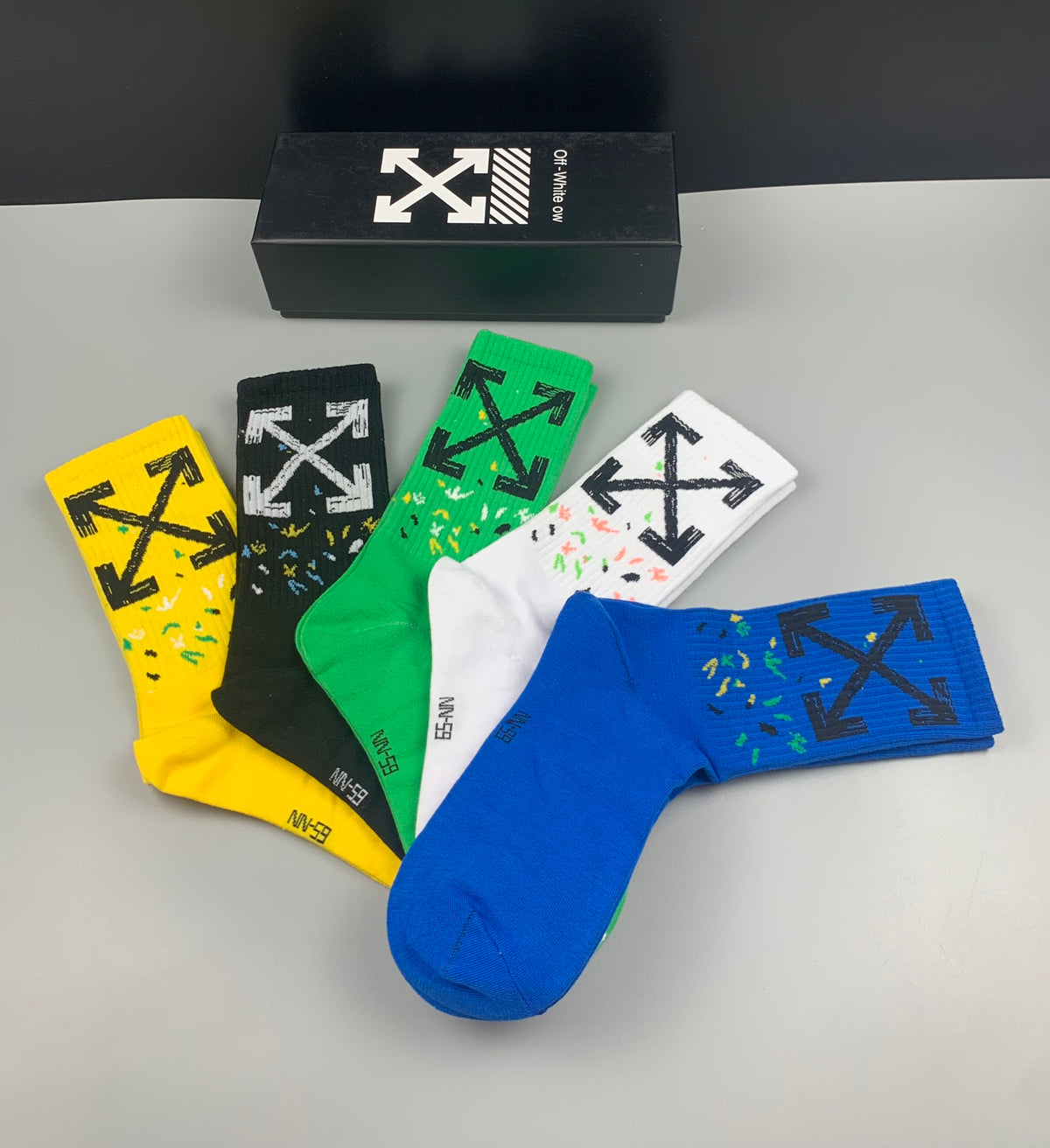 Off-White Graphic Details Crew Socks - 5-Pair Set