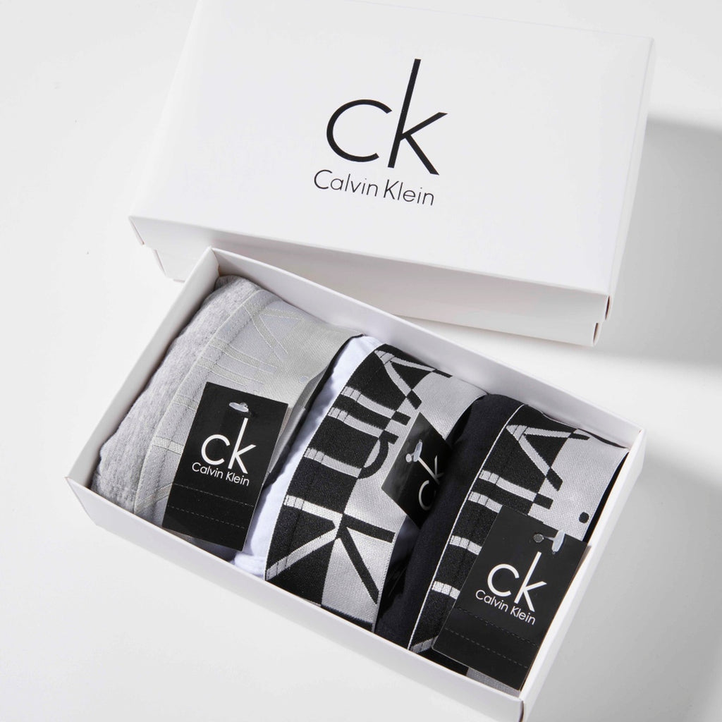 Calvin Klein Black, White & Grey Cotton Men's Boxer Briefs - 3-Piece Box - Sizes M-XXL