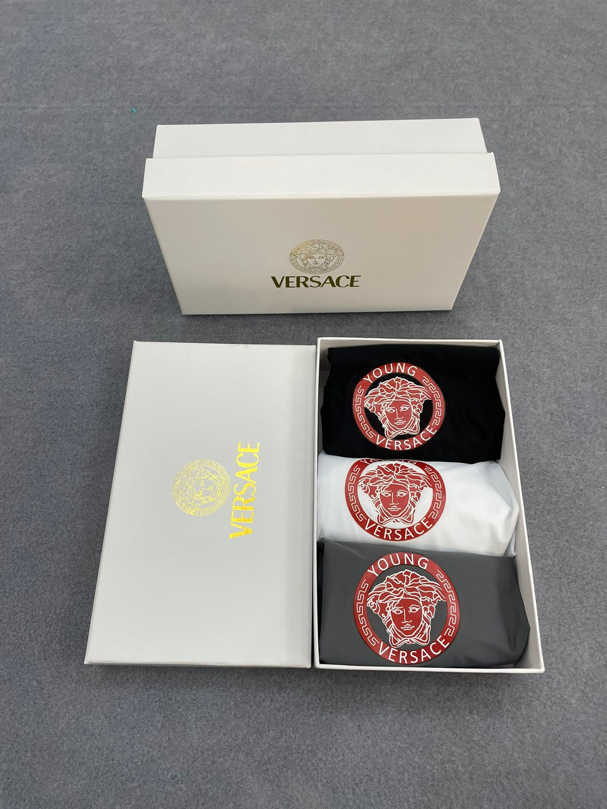 Versace Visible Branded Waistband Or Emblem Details Men's Boxer Briefs - 3-Piece Box