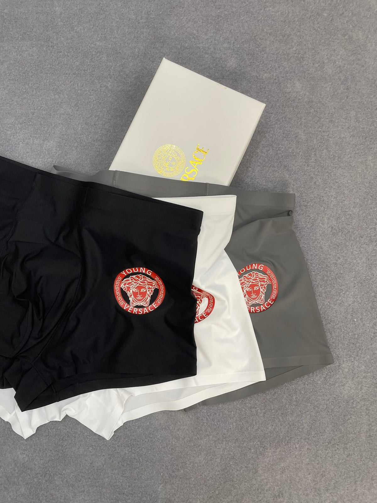 Versace Circular Red Crest Graphics Men's Boxer Briefs