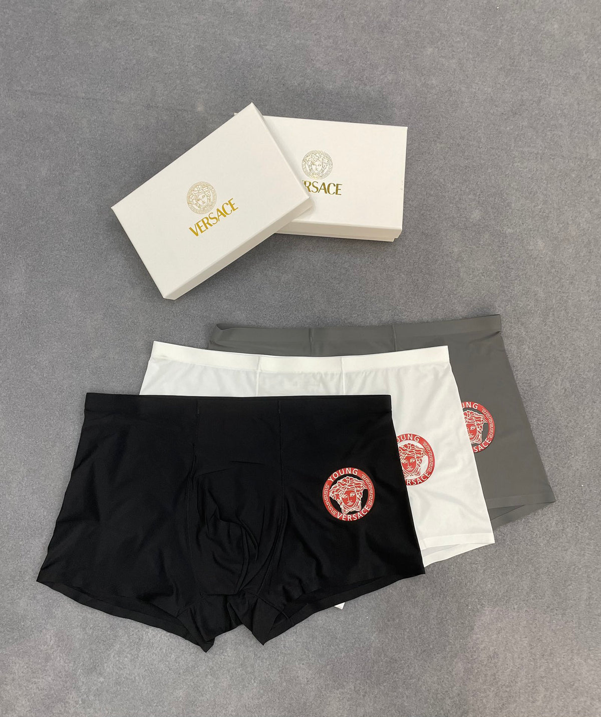 Versace Visible Branded Waistband Or Emblem Details Men's Boxer Briefs - 3-Piece Box